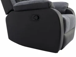 Sillón relax de microfibra y piel sintética gris y negro BRODY^Vente-unique Best