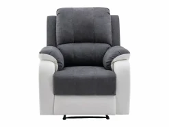 Vente-unique Sillón relax de microfibra y piel sintética gris y blanco BRODY Gris / Blanco Discount