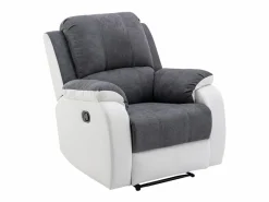 Vente-unique Sillón relax de microfibra y piel sintética gris y blanco BRODY Gris / Blanco Discount