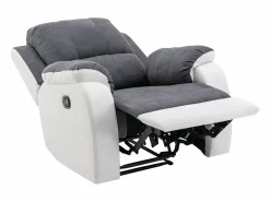 Vente-unique Sillón relax de microfibra y piel sintética gris y blanco BRODY Gris / Blanco Discount
