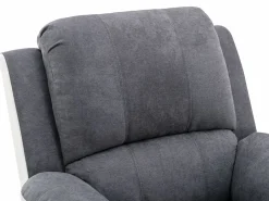 Vente-unique Sillón relax de microfibra y piel sintética gris y blanco BRODY Gris / Blanco Discount