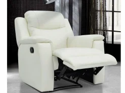 Vente-unique Sillón De Piel|Sillón Relax|Sillón relax de piel de becerro color blanco EVASION