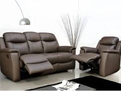 Vente-unique Sillón relax de piel de becerro en color marrón EVASION Marru00f3n Sale