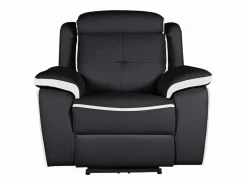 Vente-unique Sillón De Piel|Sillón Relax|Sillón relax eléctrico de piel ANGELIQUE - No ir/blanco
