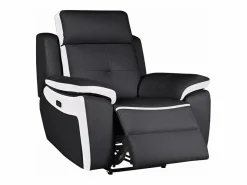 Vente-unique Sillón De Piel|Sillón Relax|Sillón relax eléctrico de piel ANGELIQUE - No ir/blanco