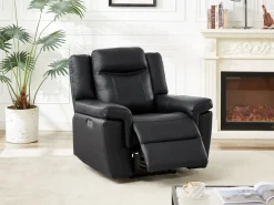 Vente-unique Sillón relax eléctrico de piel KENNETH Negro New
