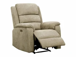 Vente-unique Sillón relax eléctrico de tela reposapiés y respaldo reclinables NEVERS Topo Sale