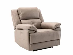 Vente-unique Sillón relax eléctrico de tela gris con 1 puerto USB DOLENE Topo Sale
