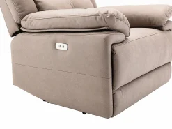 Vente-unique Sillón relax eléctrico de tela gris con 1 puerto USB DOLENE Topo Sale
