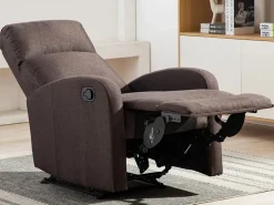 Vente-unique Sillón relax manual de tela color marrón ISAO Barato Marru00f3n chocolate Online