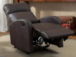 Vente-unique Sillón Relax|Sillón relax manual piel sintética color marrón - ISAO