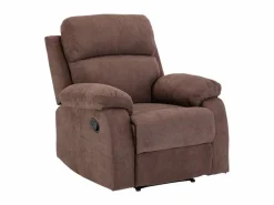 Vente-unique Sillón relax mecánico de tela marrón TOLZANO patas metal Marru00f3n