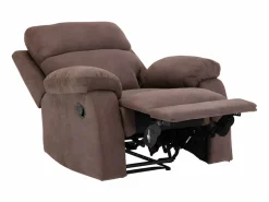 Vente-unique Sillón relax mecánico de tela marrón TOLZANO patas metal Marru00f3n