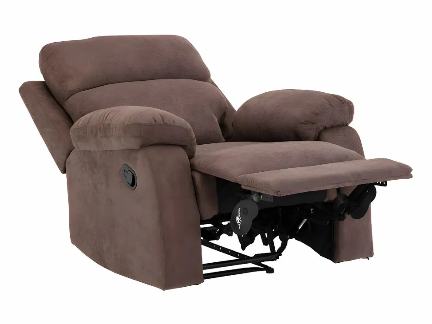 Vente-unique Sillón relax mecánico de tela marrón TOLZANO patas metal Marru00f3n