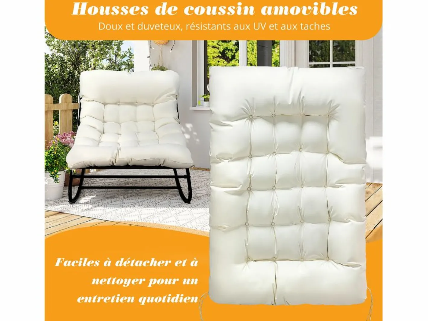 Sillón relax, tumbona de jardín reversible, chaise longue de balcón en acero, 2 plazas con reposapiés,^ Discount