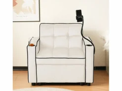 ModernLuxe Sillón Cama|Sillón retráctil de terciopelo - con portavasos + soporte para teléfono móvil -