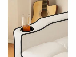 ModernLuxe Sillón Cama|Sillón retráctil de terciopelo - con portavasos + soporte para teléfono móvil -