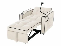 ModernLuxe Sillón Cama|Sillón retráctil de terciopelo - con portavasos + soporte para teléfono móvil -