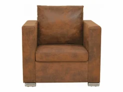 Sillón sillón sillón club sofá salón piel sintética marrón 1102124/3^Mobikasa Discount