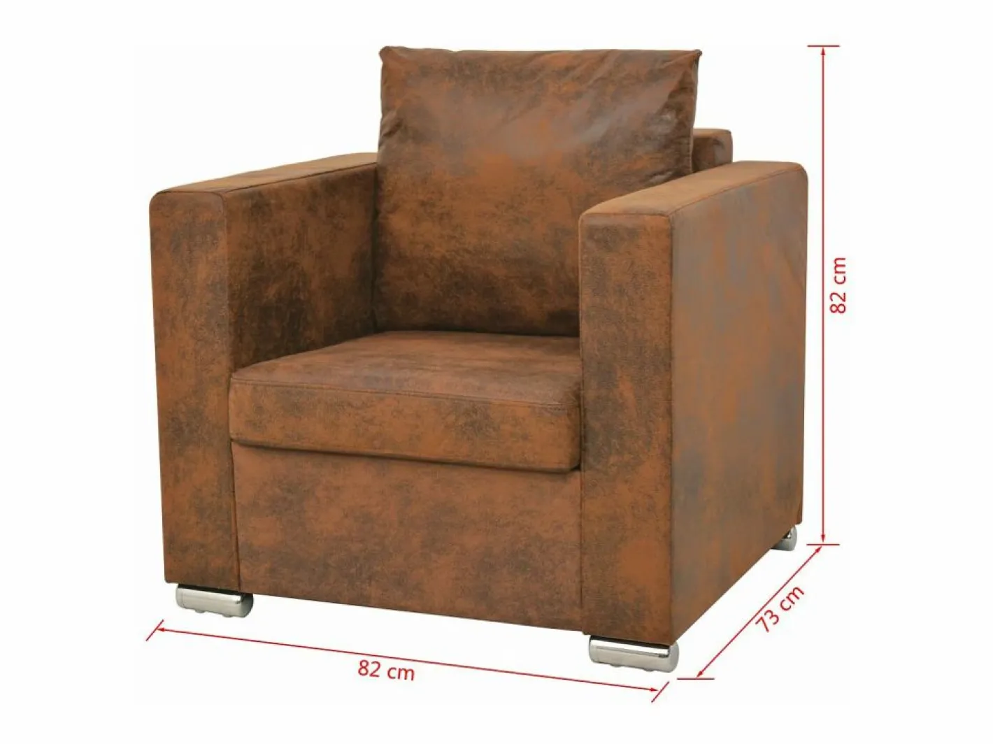 Sillón sillón sillón club sofá salón piel sintética marrón 1102124/3^Mobikasa Discount