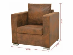 Sillón sillón sillón club sofá salón piel sintética marrón 1102124/3^Mobikasa Discount