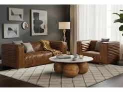 Giner y colomer Sillón De Piel|Sillón tapizado en cuero forma cúbica y patas de acero