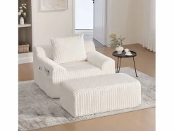 Sillón tapizado en pana con estribo, bolsillos laterales y cojines -^Hauss Spole Outlet