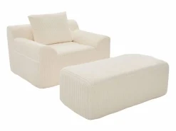 Sillón tapizado en pana con estribo, bolsillos laterales y cojines -^Hauss Spole Outlet