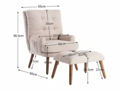 ModernLuxe Sillón Relax|Sillón vonvertible con reposapiés y respaldo regulable -