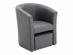 Vente-unique Sillón y chaise longe en imitación estilo clásico intemporal JOVANA Gris