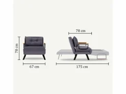 Sillón-cama – 175 cm / 60 cm / 41 cm – – Metal^Menzzo Sale