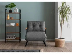 Menzzo Sillón Escandinavo|Sillón-Cama – 175 cm x 60 cm – – Metal y Tela de Lino