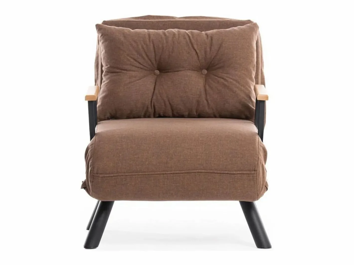 Menzzo Sillón Escandinavo|Sillón-cama de 1 plaza – color marrón claro – estructura 100% metal – tejido de lino