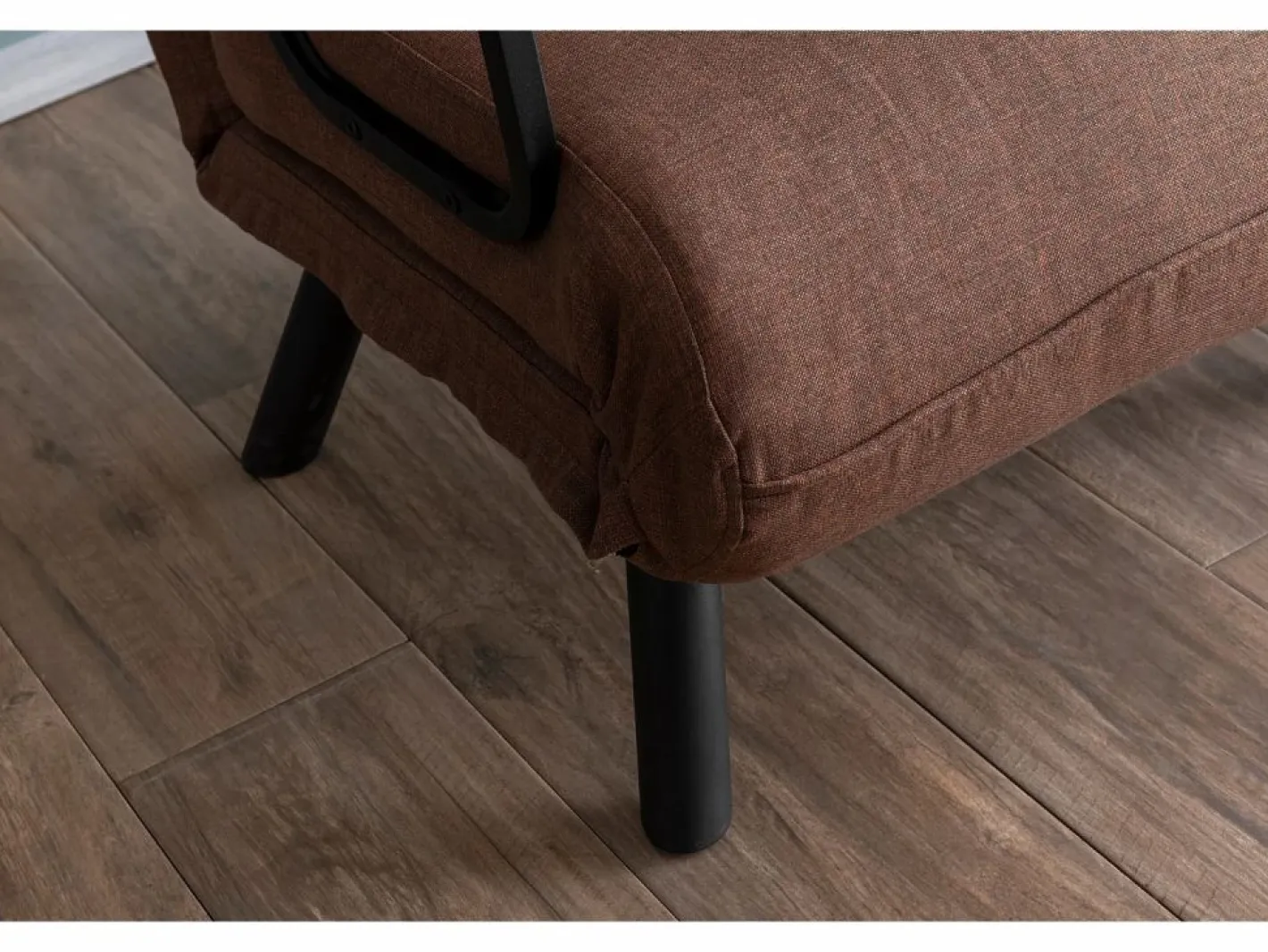 Menzzo Sillón Escandinavo|Sillón-cama de 1 plaza – color marrón claro – estructura 100% metal – tejido de lino