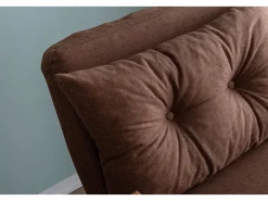 Menzzo Sillón Escandinavo|Sillón-cama de 1 plaza – color marrón claro – estructura 100% metal – tejido de lino