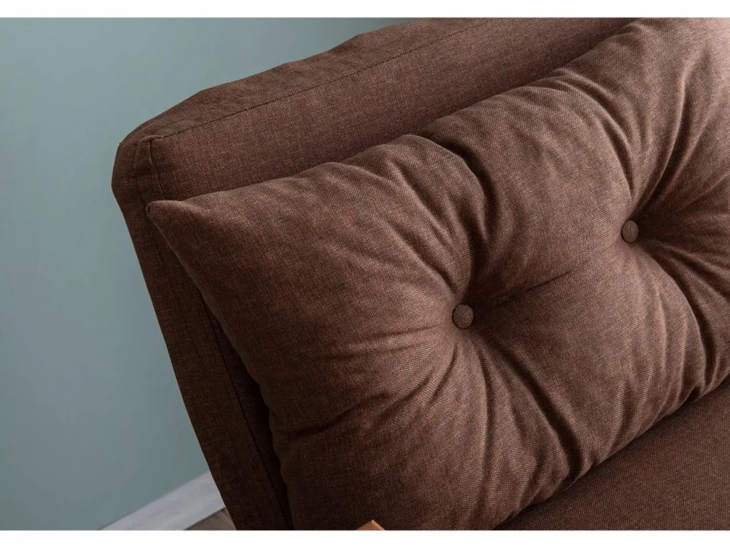 Menzzo Sillón Escandinavo|Sillón-cama de 1 plaza – color marrón claro – estructura 100% metal – tejido de lino