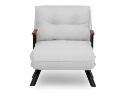 Menzzo Sillón-cama de 1 plaza – 175x60 cm – Blanco – Metal y tela afelpada Crema Outlet