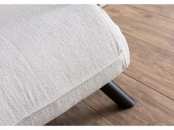 Menzzo Sillón-cama de 1 plaza – 175x60 cm – Blanco – Metal y tela afelpada Crema Outlet