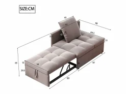 Hauss Spole Sillón/sofá cama convertible - Respaldo regulable - Tejido de lino Gris Outlet