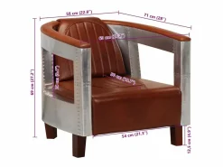 vidaxl Sillón De Piel|Sillon de aviador de cuero auténtico marrón