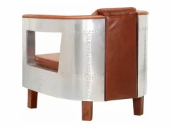 Clicnbuy Sillón De Piel|Sillon de aviador de cuero auténtico marrón