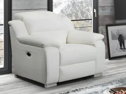Vente-unique Sillón De Piel|Sillón Relax|Sillon relax eléctrico de piel olor marfil ARENA