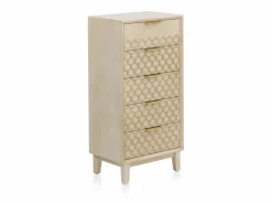 Sinfonier chapado en madera de roble con 5 cajones y color Beige Hot