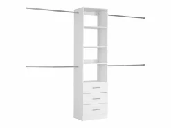 Mueble Perchero|Sistema de Armario SucceBuy con 3 Cajones, Sistema de Organización de Armario de Madera de Altura Ajustable, Colgador de Ropa para Almacenamiento de Dormitorio