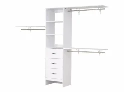 Sistema de Armario SucceBuy con 3 Cajones, Sistema de Organización de Armario de Madera de Altura Ajustable, Colgador de Ropa para Almacenamiento de Dormitorio^ Hot
