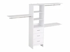 Sistema de Armario SucceBuy con 3 Cajones, Sistema de Organización de Armario de Madera de Altura Ajustable, Colgador de Ropa para Almacenamiento de Dormitorio^ Hot