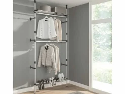 vidaxl Mueble Perchero|Sistema de armario telescópico con barras y estante aluminio