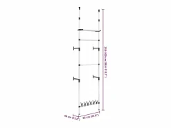vidaxl Sistema de armario telescópico con barras y estante aluminio Plateado