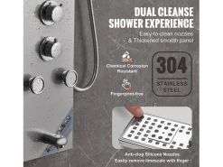 Sistema de Torre de Panel de Ducha SucceBuy, Conjunto de Ducha Acero Inoxidable, con 6 Modos, Pantalla LED Plateado Outlet