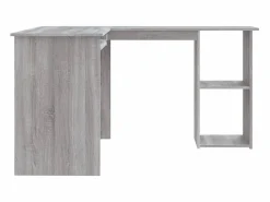 Garden Furniture Skive Escritorio de esquina madera contrachapada 120x140x75 cm Gris Outlet